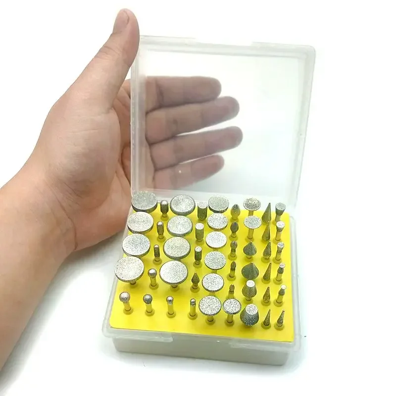 Imagem -02 - Krachtige-diamante Derrubado Revestido Rotary Moagem Cabeça Jóias de Vidro Burr Lapidary Grit 150 Grinder Cabeça Ferramentas 50 Pcs