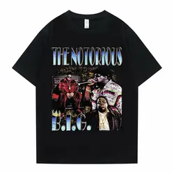 悪名高い男性と女性のための特大のヒップホップ半袖tシャツ,原宿プリントのラップトップ,男性と女性のためのファッショナブルなトップス