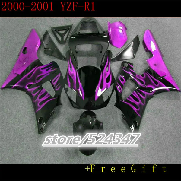 

Кузов Hey-Hey для мотоцикла YZFR1 2000 2001 Обтекатели YZF R1 YZF1000 детали кузова с фиолетовым пламенем YZF 1000 00 01 послепродажное обслуживание