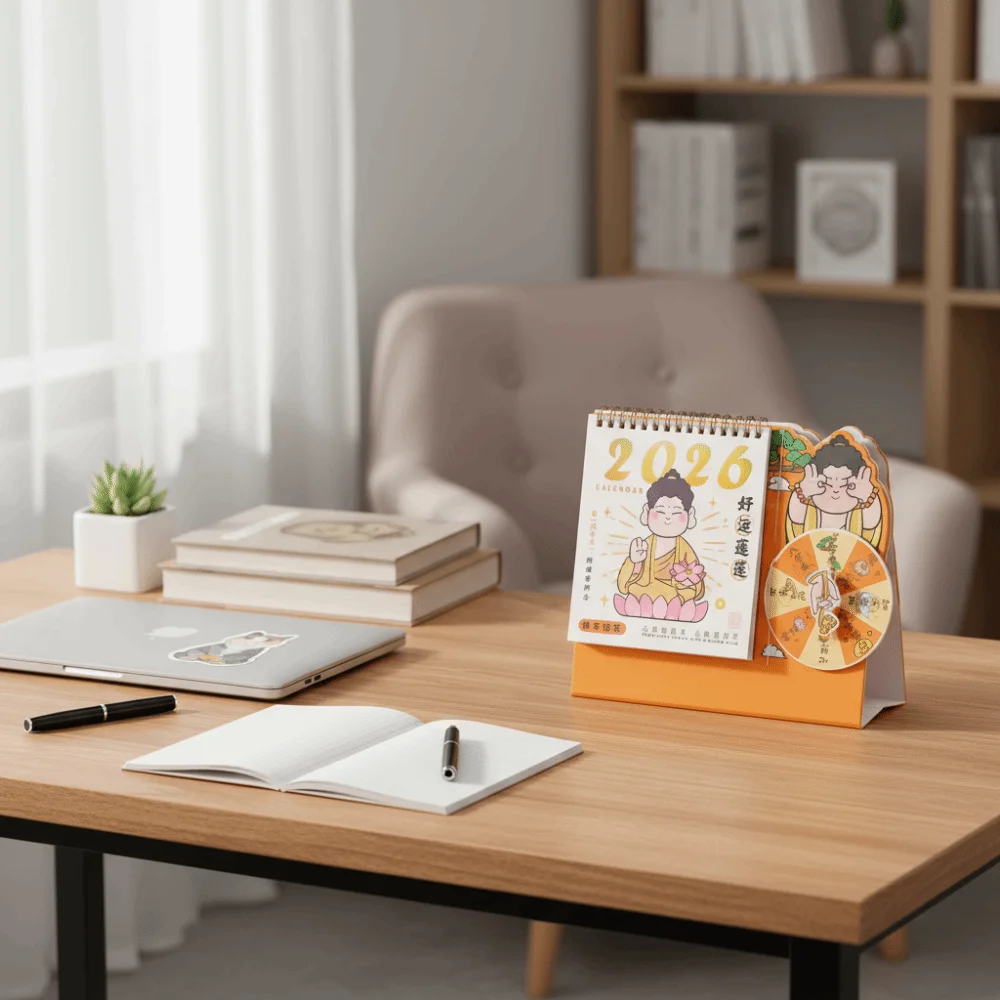 

Multifunctional Cartoon Table Calendar Traditional Double Coil Flip Calendar Funny Monthly Chinese Style Calendar Birthday Gifts
