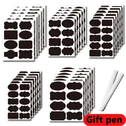 48 Pieces/Set, Erasable Blackboard, Waterproof Seasoning Bottle Labels, Black PVC Stickers, Reusable Pen Feed