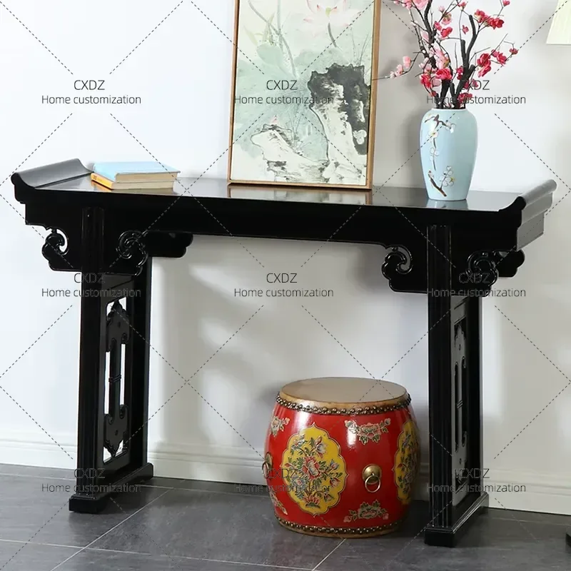 New Chinese Style Solid Wood Entrance Table Antique Warped Head Console Modern Minimalist Ming Style Zen Side Table Buddha