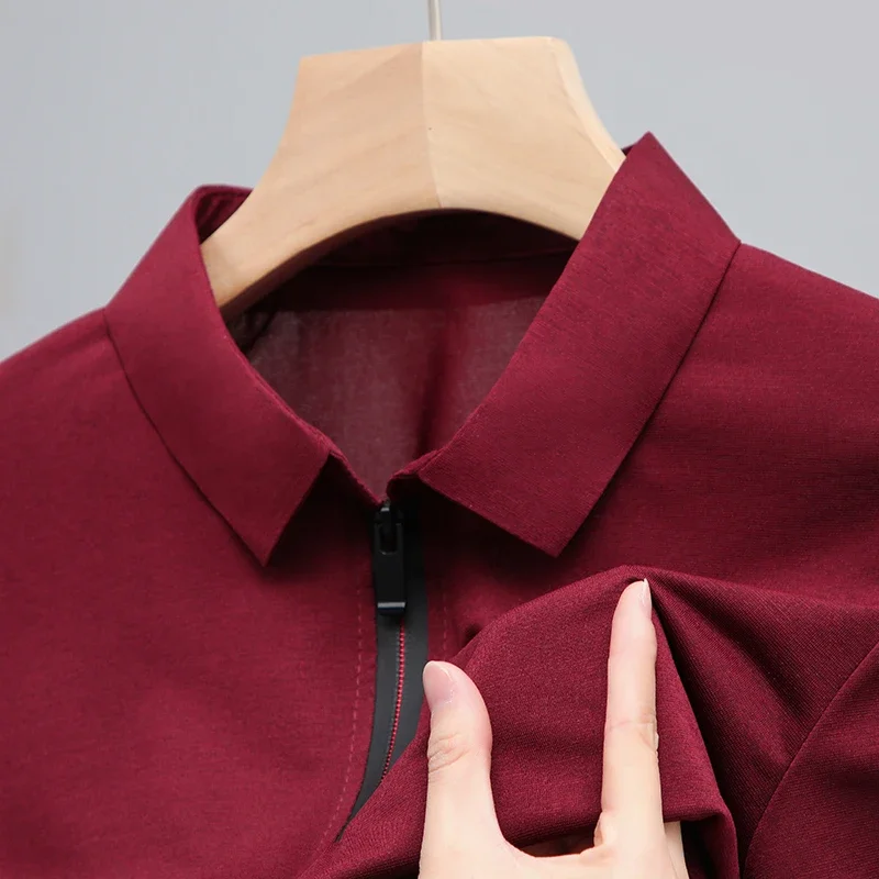 

8 Colour New Men's Zippered Short Sleeved Polo T-shirt Solid Color Comfortable Top