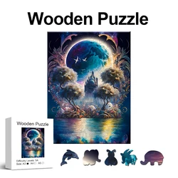Castle Under the Moon Wooden Puzzle, High Difficulty Toys Puzzle, Concentration Training,  Christma Birthday Holiday Gifts