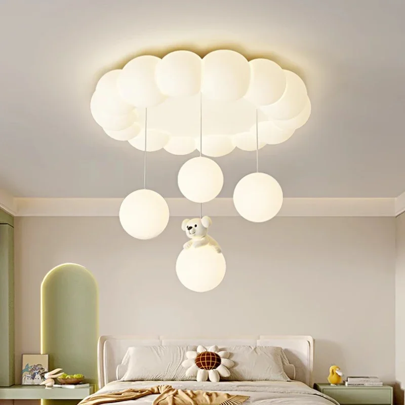 2025 Children's Room Ceiling Lights LED Cloud Bubble Ball Light Modern Romantic Warm Baby Room Boy Girl Bedroom Cloud Ceiling La