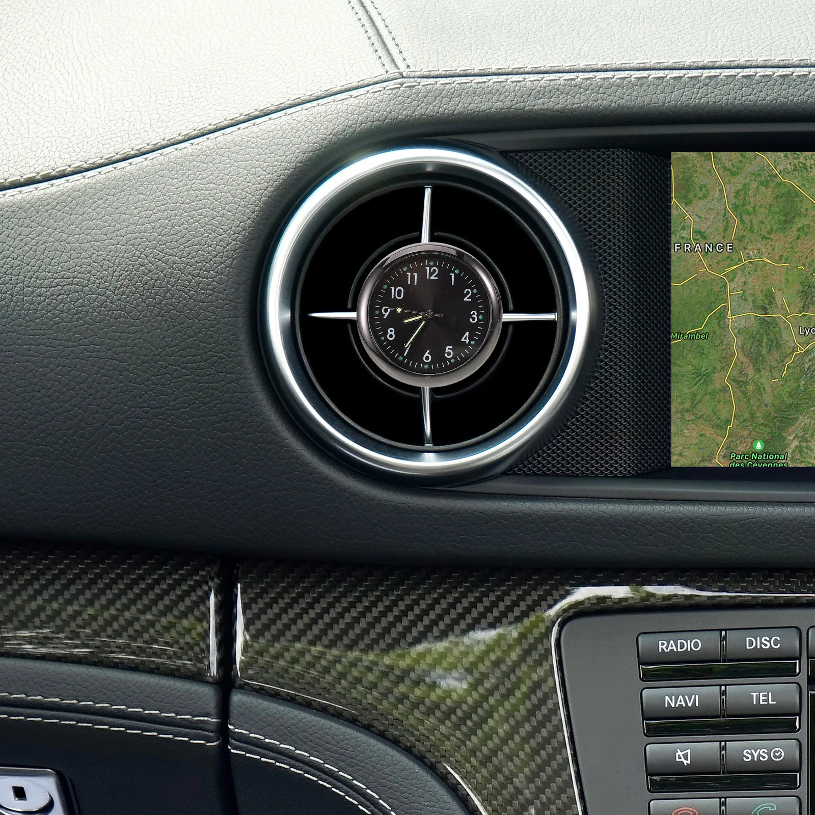 

2Pcs Air Vent Clip Clock Night Light Durable Dashboard Clock Car Interior Decoration Clear Visibility Time