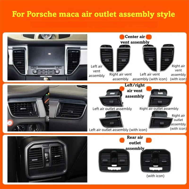 For Porsche Macan 95B Front Rear Left Right AC Air Vent Outlet Grille Assembly Cooling Louver Replacement Interior Accessories