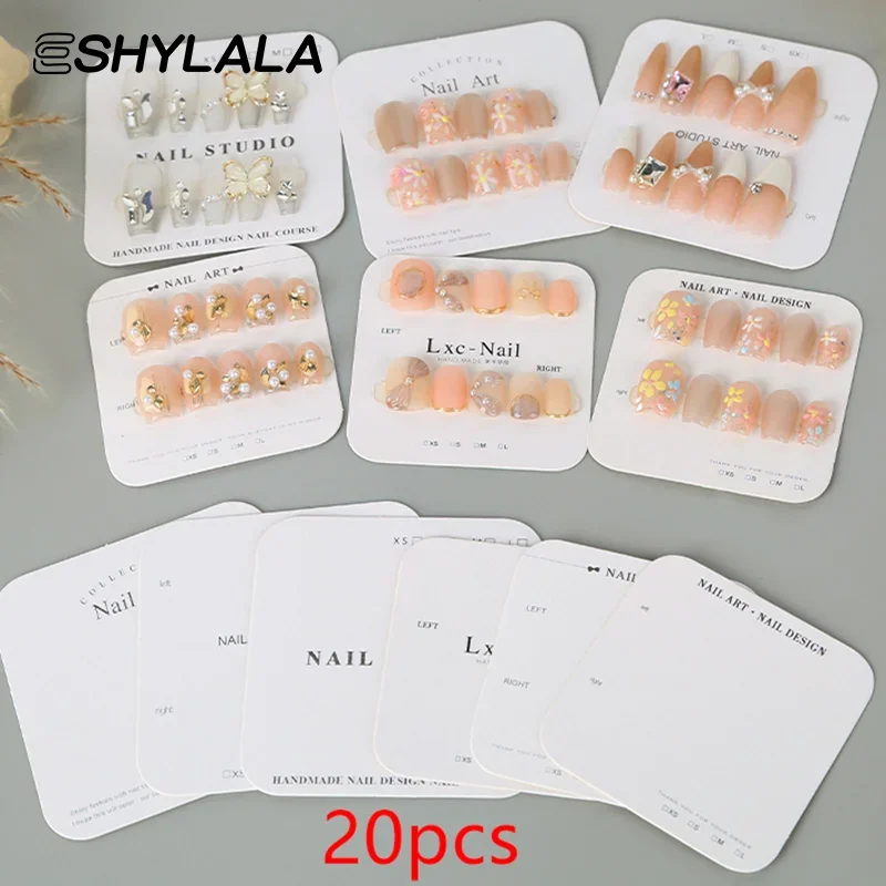 20 fogli di carte per imballaggio per unghie Display per unghie a pressione Fatto a mano Design per unghie finte Swatch Show Card Display per campioni di manicure Salon