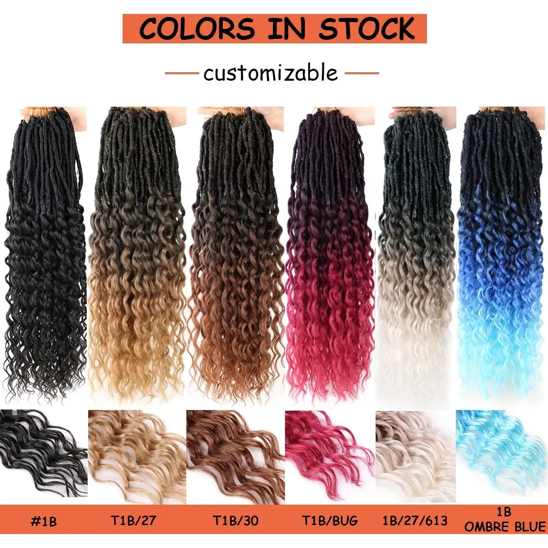 Deusa sintética Curly Locs com fins encaracolados, Faux Locs, cabelo macio Crochet, cabelo profundo ondulado trançado para mulheres, novo