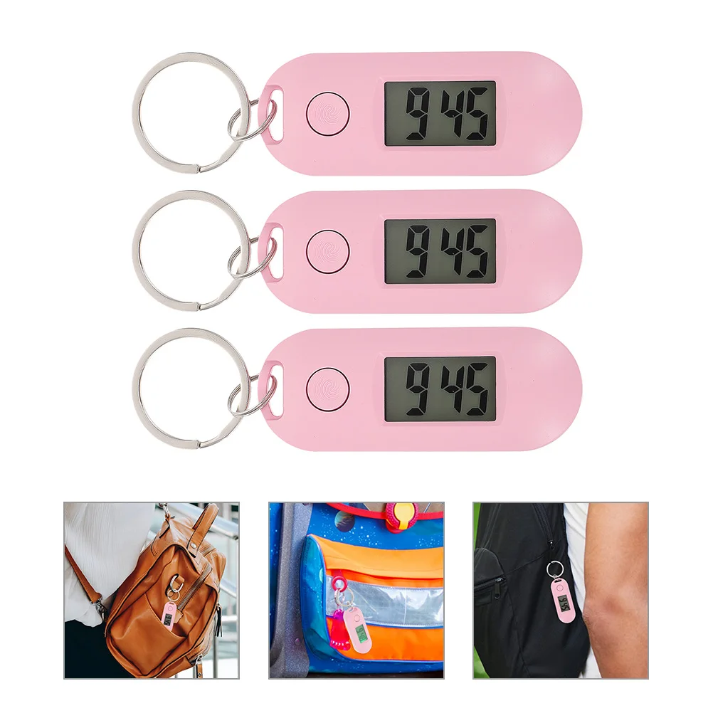 

3 Pcs Watch Candy Color Electronic Keychain Digital Students Kids Pocket Watches Mute Hanging Pink Child