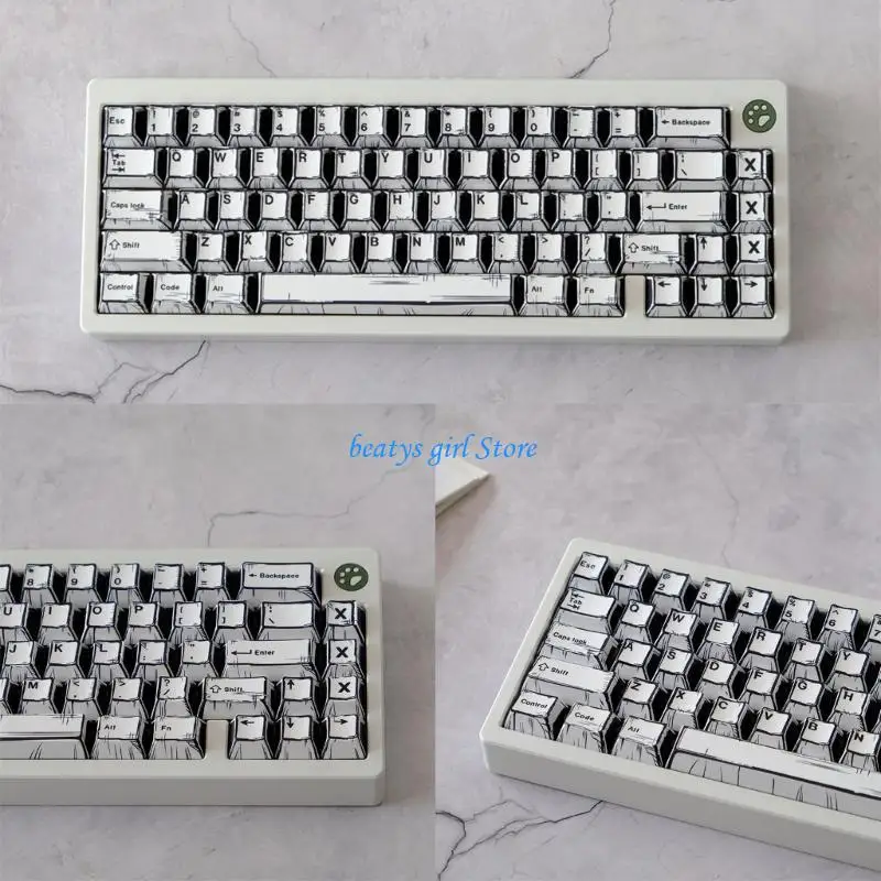 

C7AB 149pcs Keycaps Уникальный черно -белый набор клавиш набор выцветающих PBT Увеличивает комфорт для печати и эстетику
