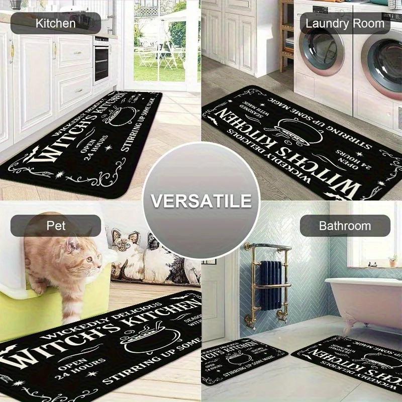 

1PC Halloween Pattern Kitchen Rug Non-Slip Door Mat Pop design Bathroom Rug Bath Mat Carpet for Home Sink Laundry Decor