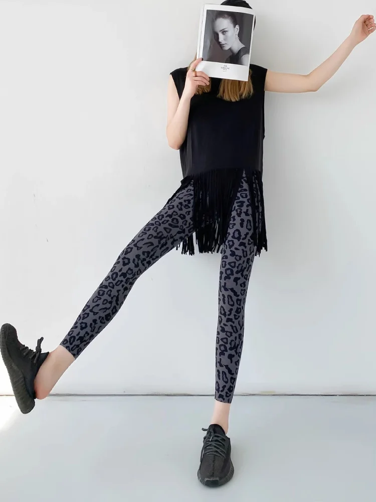 High Waist Thin Fitn arkskin Pants Leopard Print Yoga Base Layer Pants Olahe Brand Women's Faion Autumn Winter Trousers