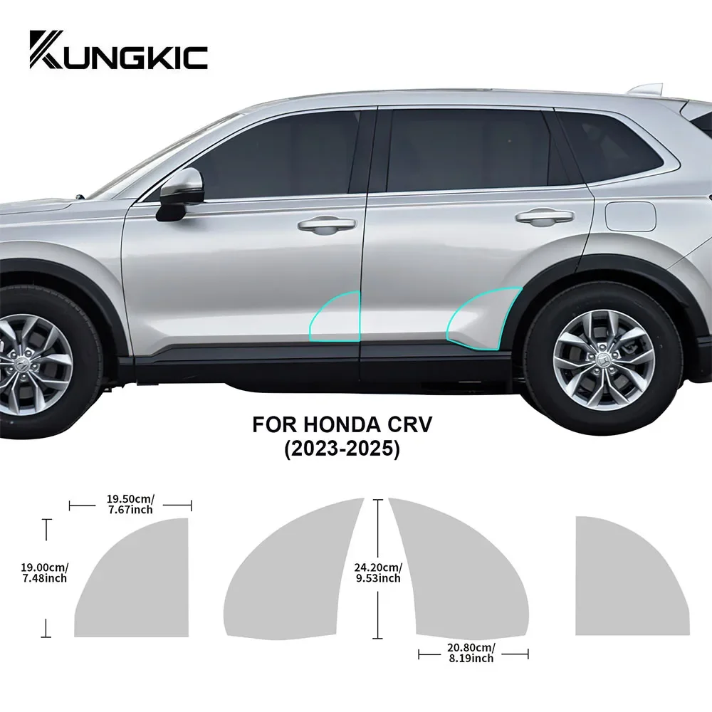 Película protectora triangular para alféizar de puerta de coche, pegatina de reajuste transparente de TPU para Honda CRV 2023 2024 2025 PPF, protección de pintura de 8,5 mil