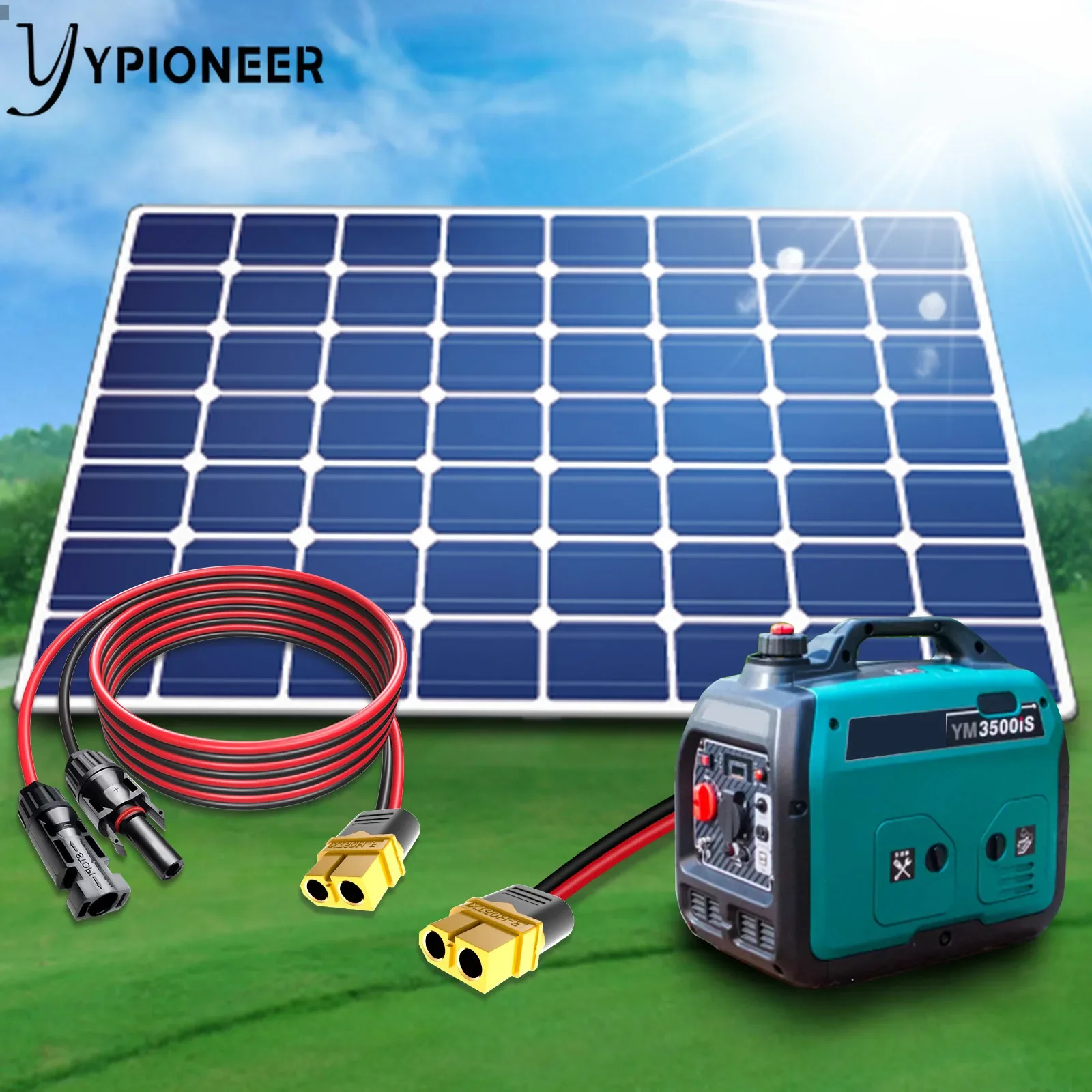 YPioneer-Cable de carga Solar T10075, adaptador XT60 a conector hembra macho Solar, Cable de extensión 12AWG 10 pies para paquete de batería