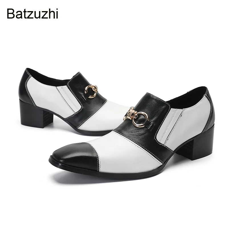 

Batzuzhi Oxford Shoes for Men Fashion Handmade Black White Wedding/Business Shoes Men Genuine Leather Dress Footwear! 38-47