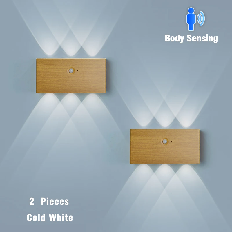 

6W Minimalist LED Human Body Sensing Wall Lamp Magnetic Suction Nail Free Bedside Corridor Lighting Up And Down Luminous Lights