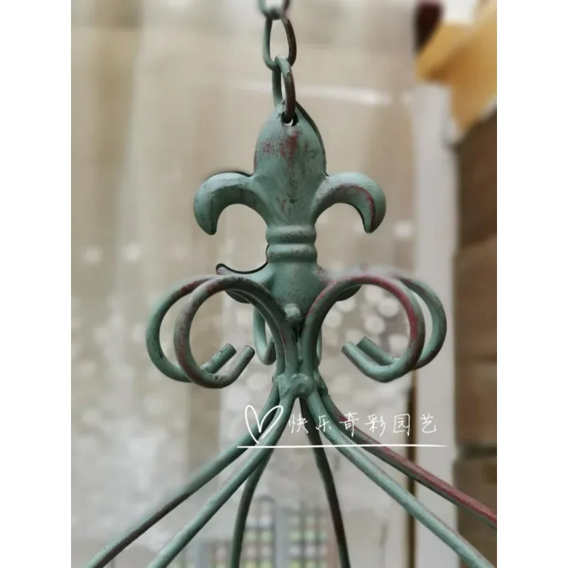 American country wrought iron hanging crown hanging basket courtyard garden balcony space level decoration hanging pot flower st