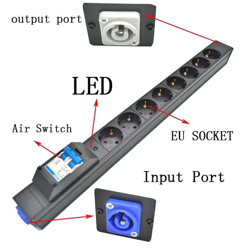 PDU Power Strips Schuko Powerlink box audio 3P Aviation plug SOCKET Air Switch control image 3