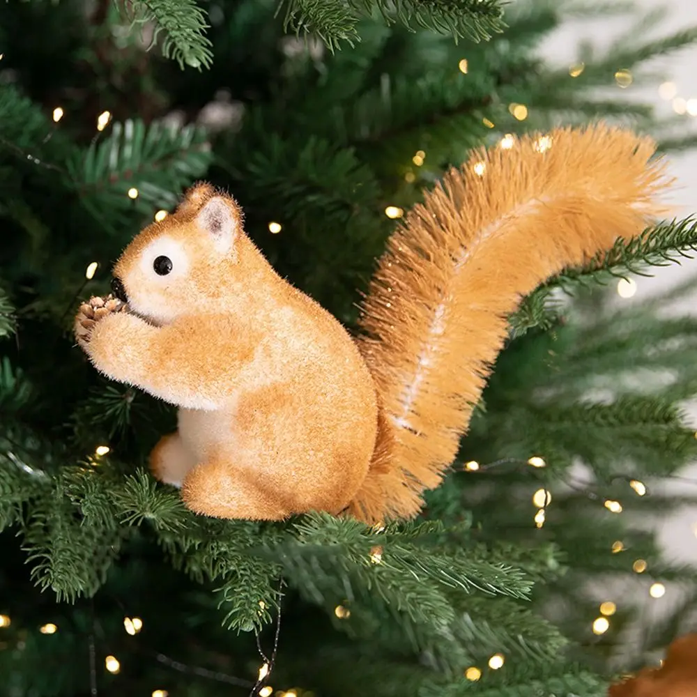 Cute Christmas Squirrel Pendant Foam Exquisite Simulation Squirrel Hanging Ornaments Realistic Christmas Tree Decorations