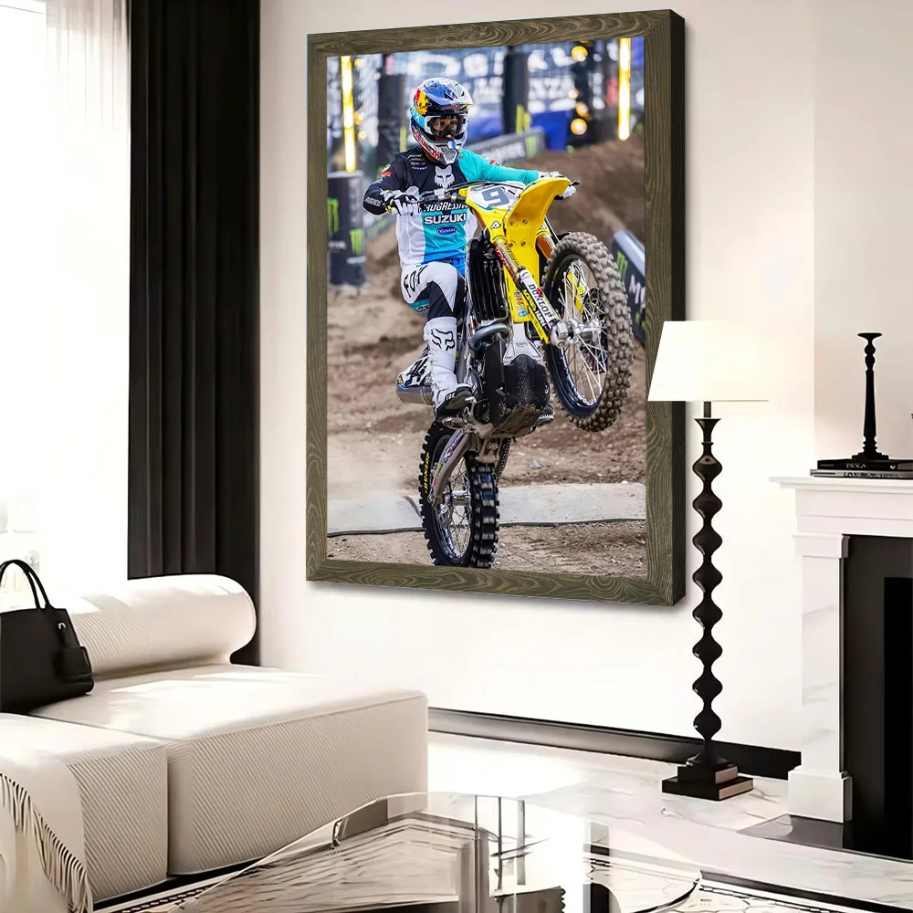 Motocross Rider Performing a Wheelie Poster Canvas Wall Art Personalized Print Modern Painting Perfect Gift for Bedroom Mural - view 4