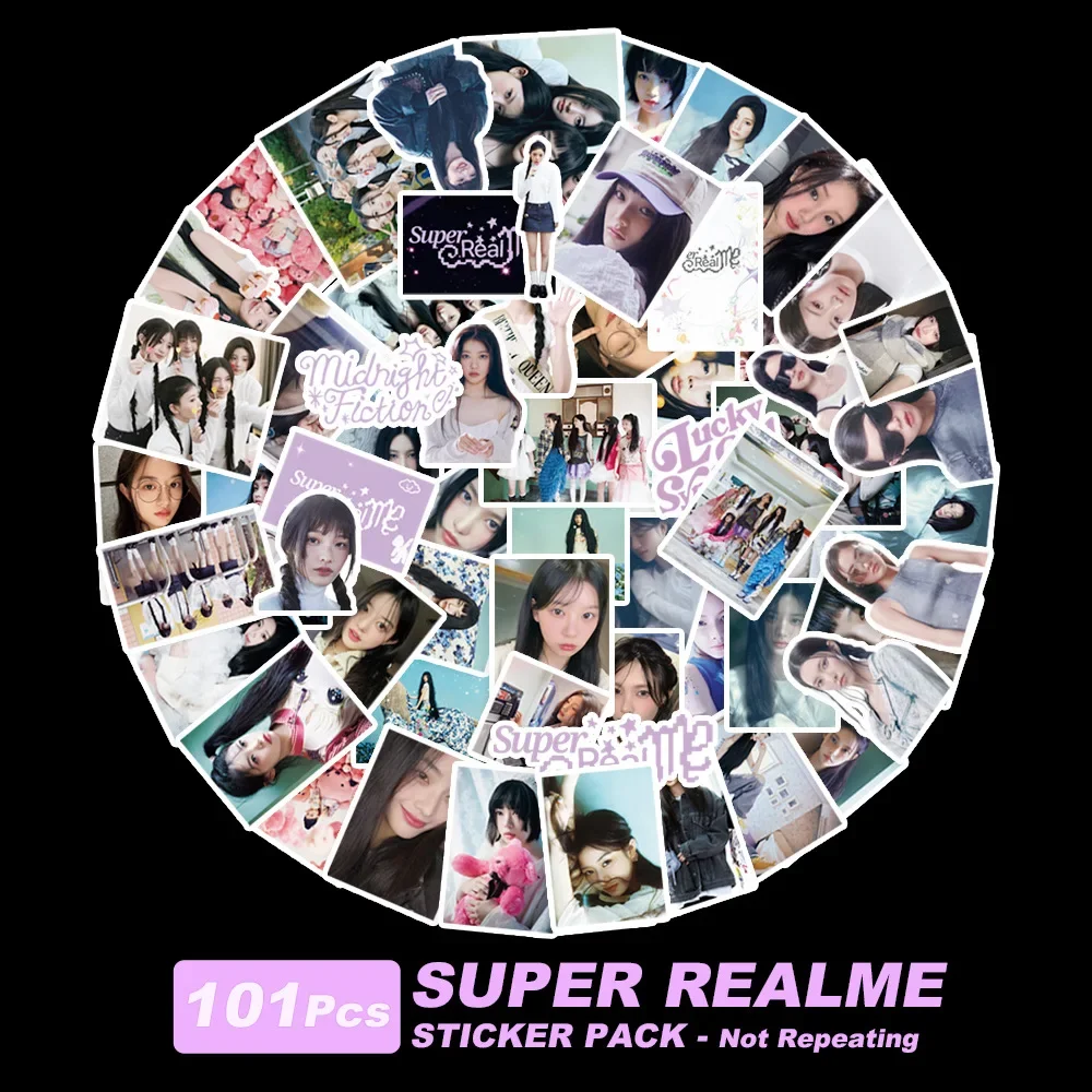 101Pcs/Set KPOP ILLIT Stickers Photocards New Album SUPER REALME DIY Refrigerator Phone Case Notebook Deco Stickers Fans Gifts