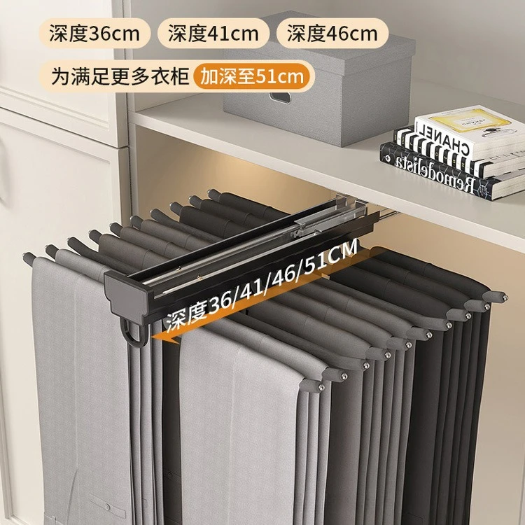 Pull-out slide rail Telescopic hanger Storage artifact pants hanger Built-in household top-mounted track