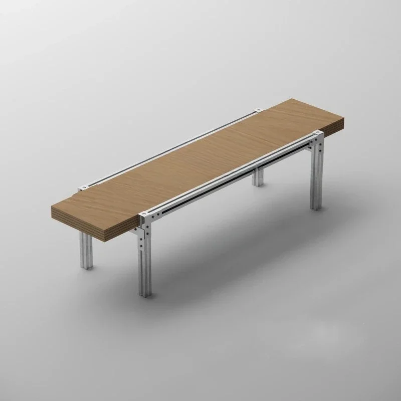Industrial style aluminum profile birch bench, home rest shoe changing bench