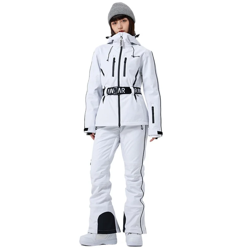 

Новый лыжный костюм, женский комплект, двойная зимняя ветрозащитная водонепроницаемая теплая дышащая однобортная спортивная лыжная одежда на открытом воздухе, зимняя одежда