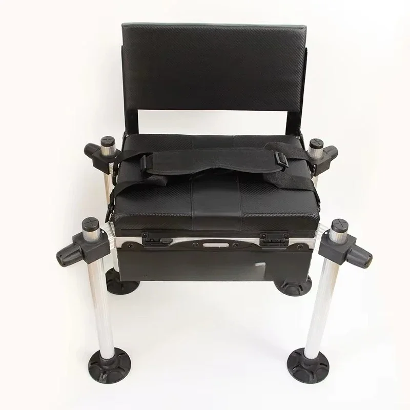 Selco 41 * 28 * 20cm Fishing Tackle Box Folding Portable Adjustable Height Fishing Bait Seat Toolbox Backrest Seat Box