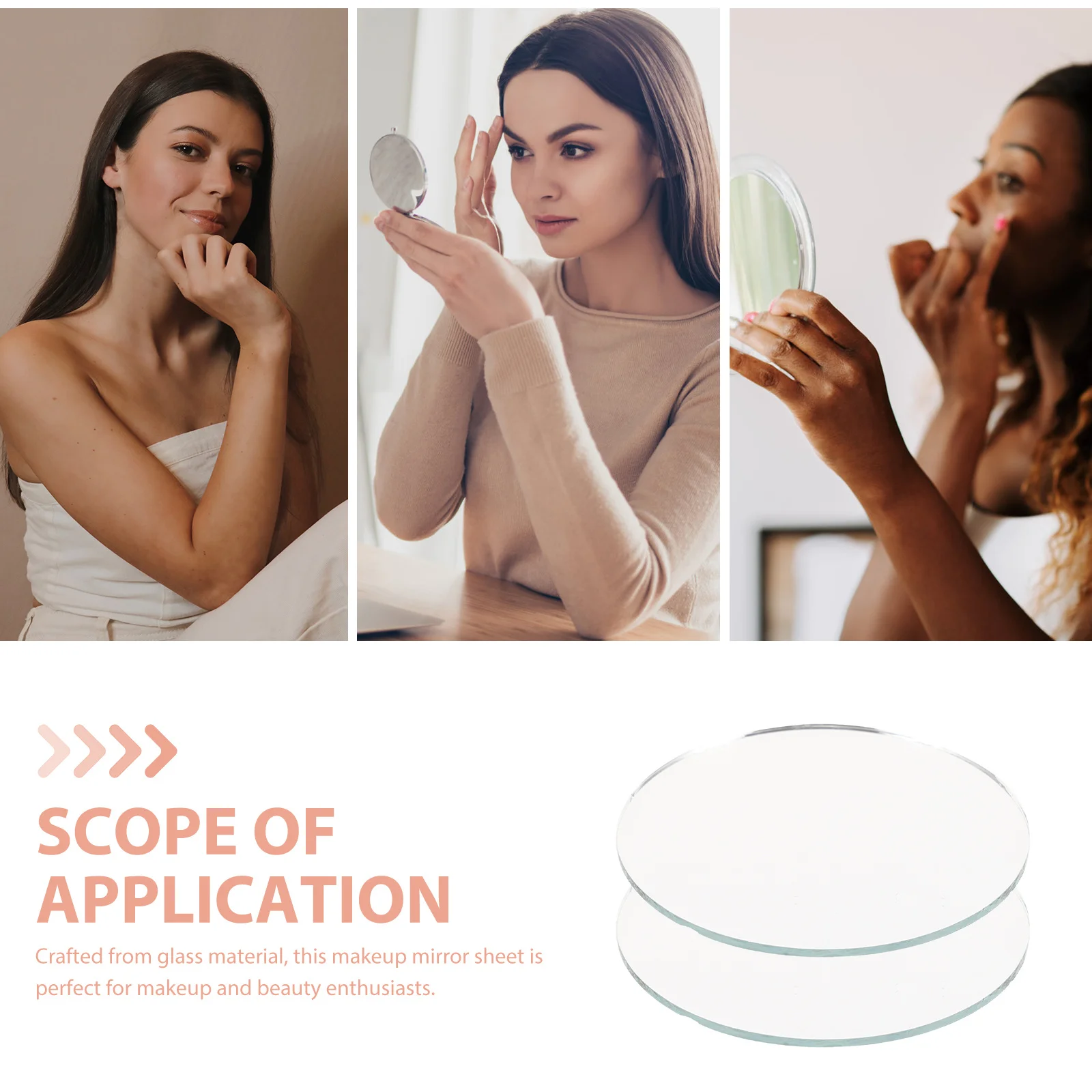 10 قطع مرآة صغيرة لمكياج الحرف اليدوية، مستحضرات تجميل بيضاء مدمجة، زجاج DIY للحرف اليدوية