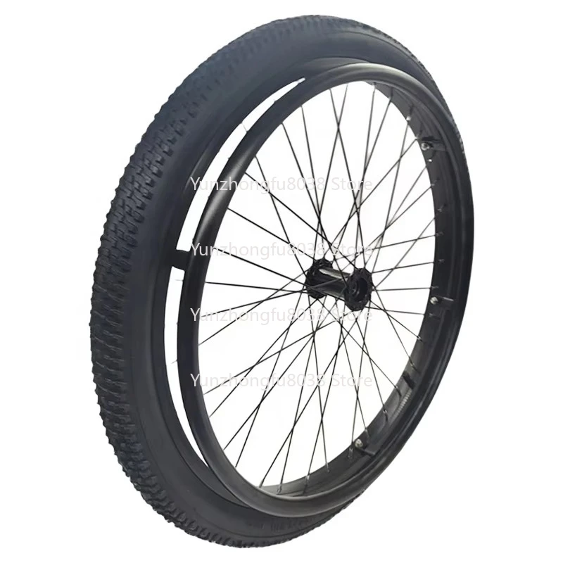2PCS 24*1.95 Inch Wheelchair Rear Wheel All-terrain Inflatable Wheel Spoke Shock Absorber Belt High-speed Bearing