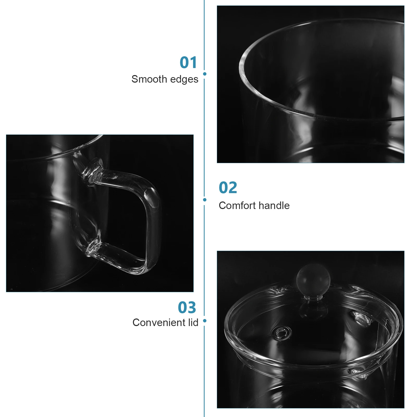 

Glass Stovetop Cooking Pot with Cover Ergonomic Design for Baby Food Milk Soup Noodles Glass Cooking Pot