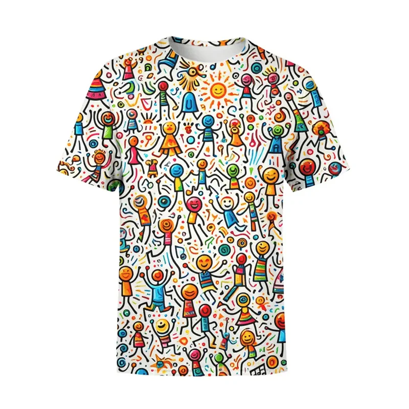 

Novel Trendy Full Print T-shirt Unisex Cute Cat Bear Candy Pattern T Shirts Funny Street Fashion Daily Harajuku Popular Tee Top