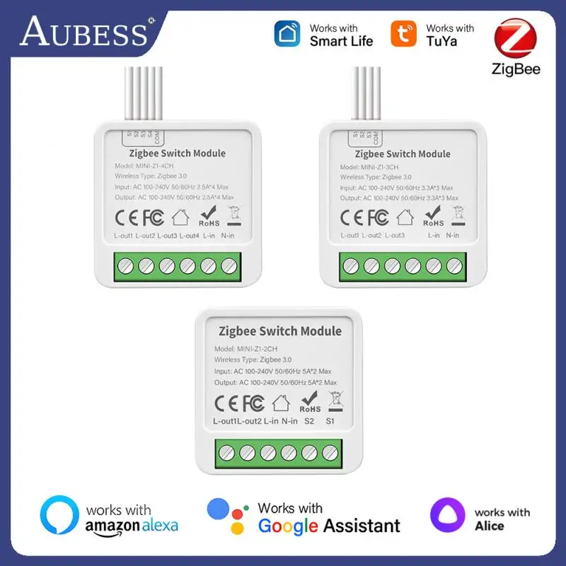 Tuya ZigBee Mini Smart Switch 16/10A 1/2/3/4 Gang 2 Way Control Smart Home Automation Module Smart Life Via Alexa Google Home