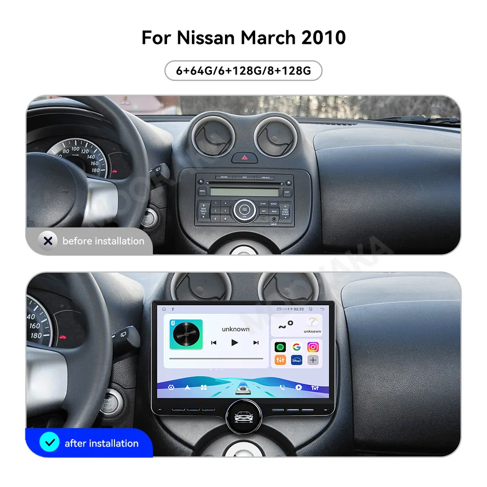 For Nissan March 2010 Android Car Radio Multimedia Video Player Wireless Carplay Autoradio Stereo GPS Navigation Head Unit