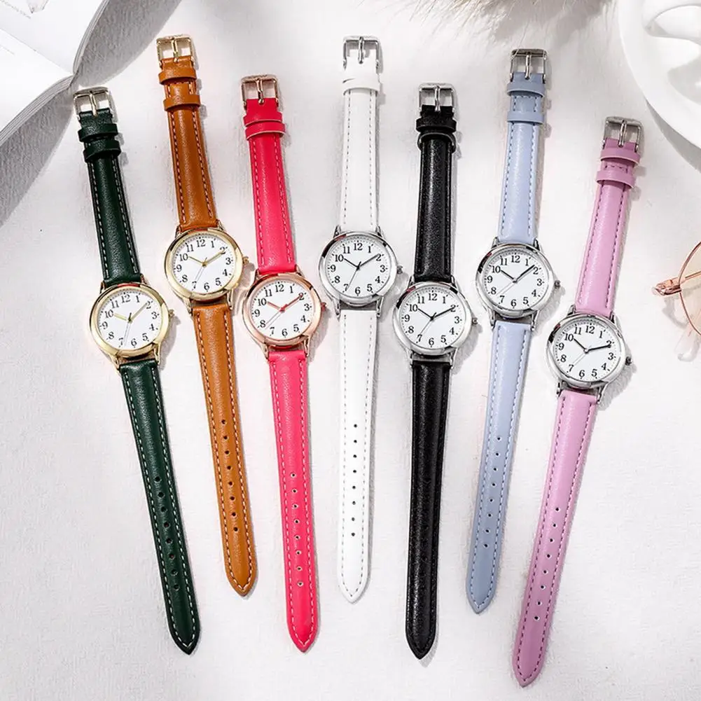 Ladies Watch Minimalist Women Quartz Watch with Faux Leather Band Numerals Analog Wristwatch for Work School Dating Women Faux