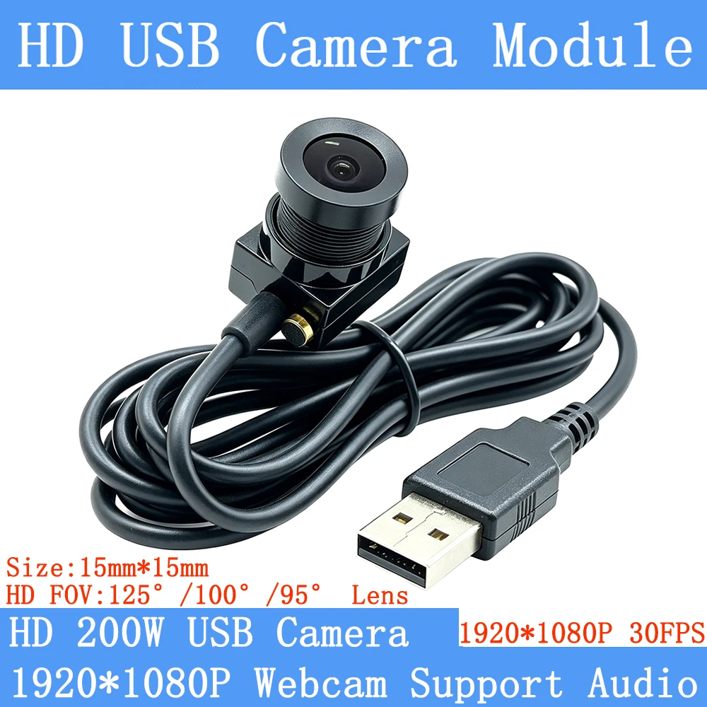 

2MP Wide Angle 125° Surveillance Camera 1920*1080P Full Hd MJPEG 30FPS High Speed Mini CCTV Linux UVC Android USB Camera Module