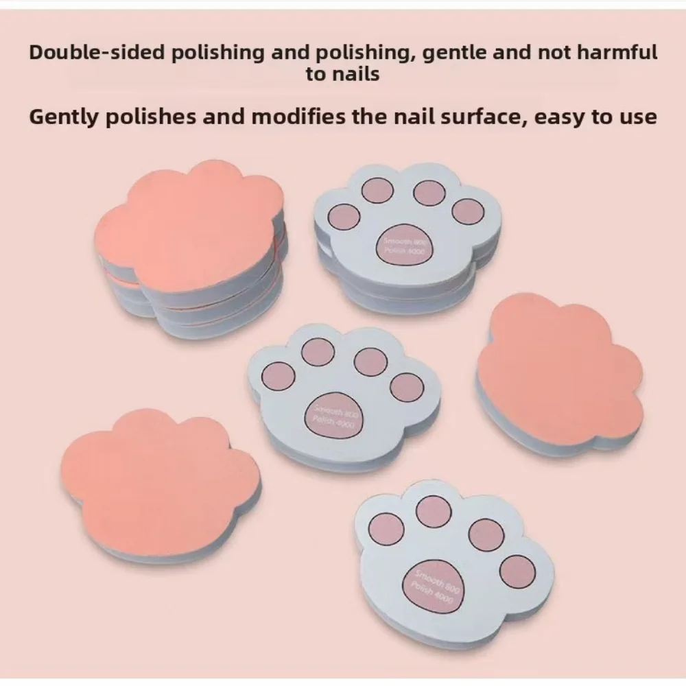 1/5/10pcs Cute Cat's paw type Shape Double Sided Nail File Sponge Nail Buffer Block File for Manicure and Pedicure-800/4000Grit