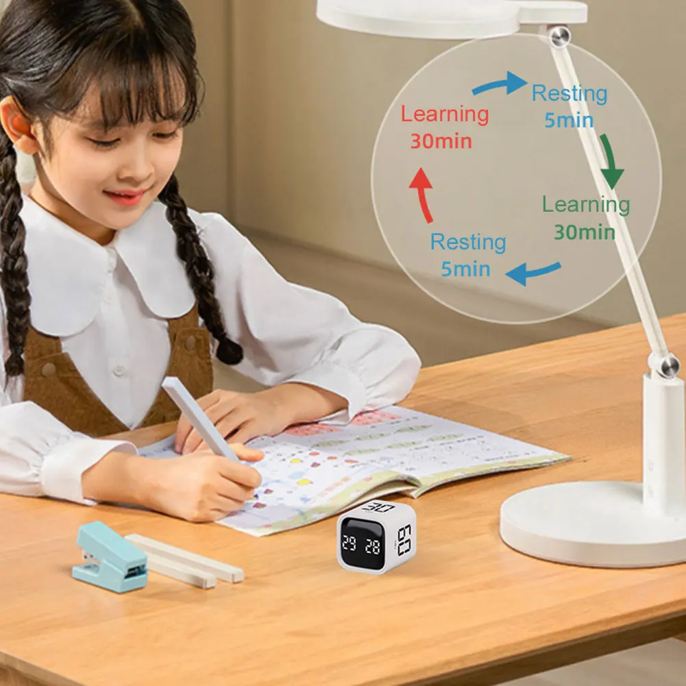 Schwerkraftsensor-Flip-Timer, 5/10/30/60 Minuten und Countdown, Mini-Digital-Timer, Küchentimer für Aufgaben, Arbeit, Studium, Küche