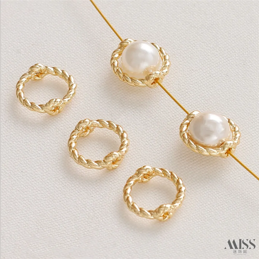 

14K Gold Bag Color Twist Bag Bead Ring Set Bead Ring DIY Handmade Pearl Bracelet Necklace String Bead Jewelry Accessories