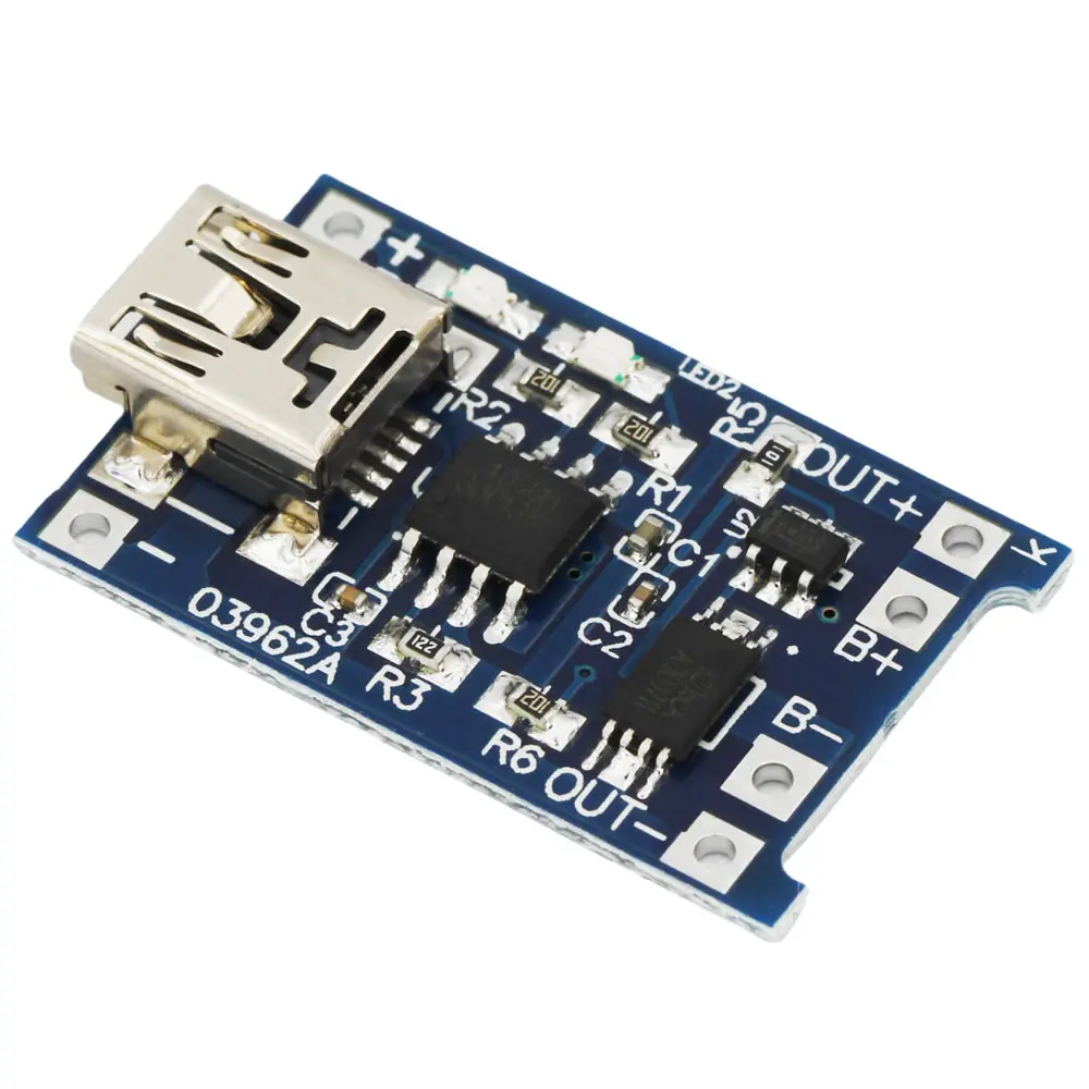 TP4056 5V 1A Mini USB Input Interface 18650 Lithium Battery Charging Board Charger Module with Protection Dual Functions