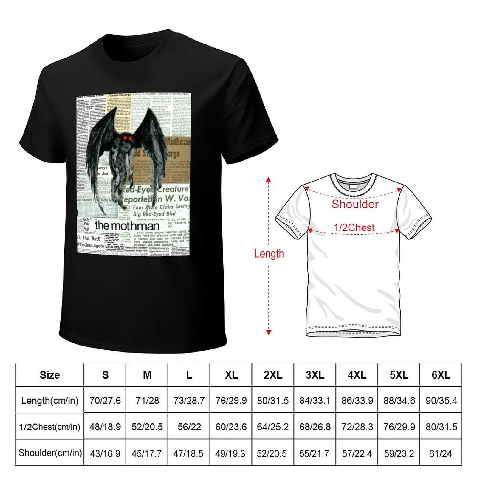 mothman newspaper articles T-Shirt Plus Size Simple Casual Top