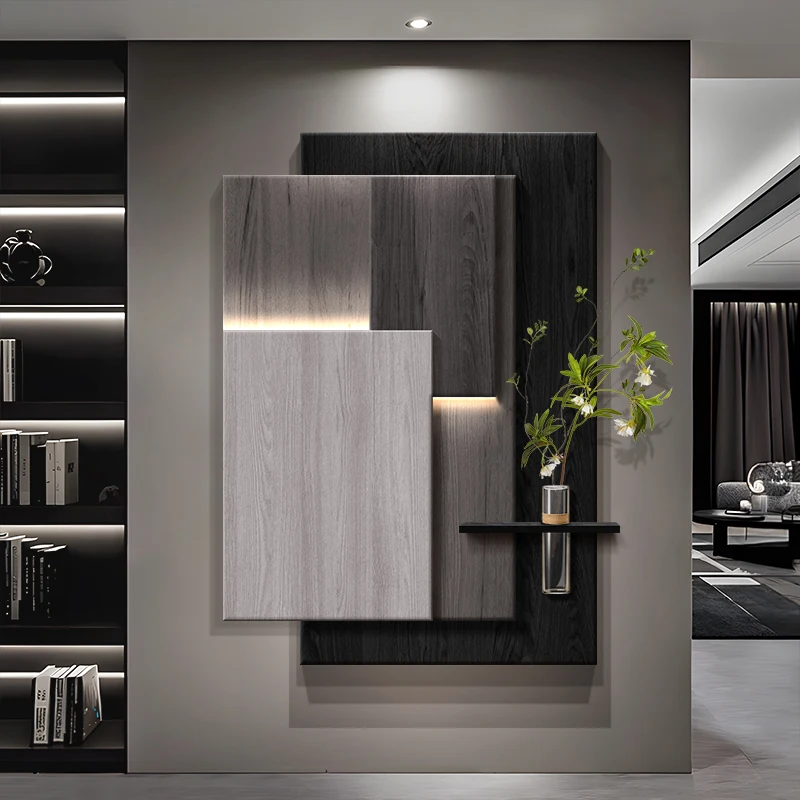 Luxurious and sophisticated entrance LED wall light with lights installed at the entrance, facing the door and hanging a picture