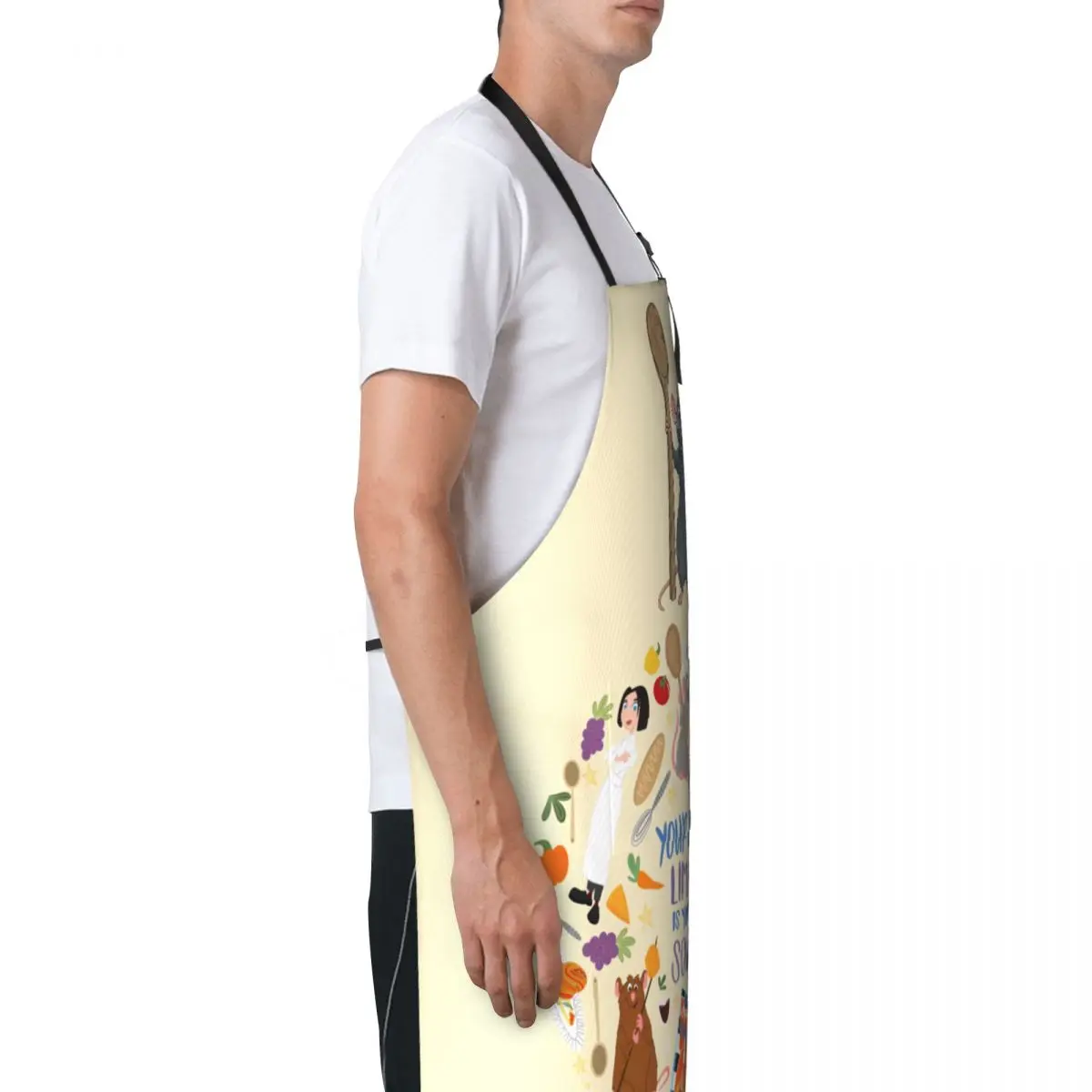 Men Women Chef Gift Apron Cartoon Remy Ratatouille Accessories Baking Aprons Adjustable Tie with 2 Pockets Oil & Water Resistant