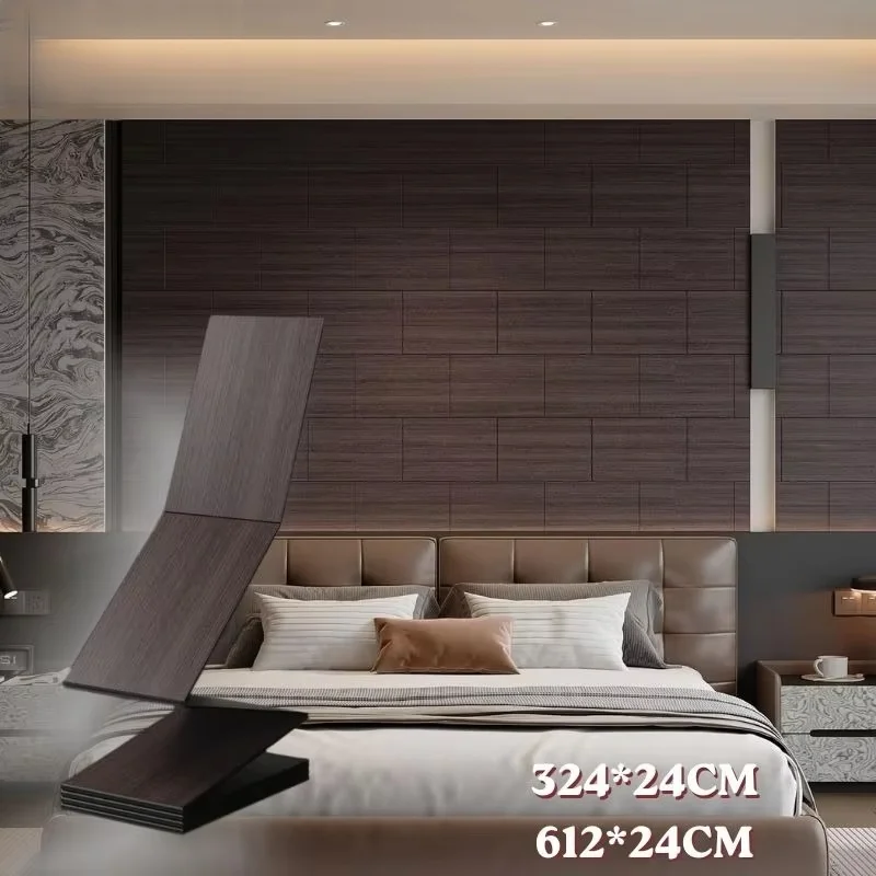 Self-Adhesive Foam Wallpaper Acoustical Wall Panels Wood Slat Wall Stickers Artificial Wood Grain PVC with Aluminum Foil Bottom