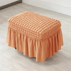 Cubierta de falda para reposapiés, cubierta otomana elástica duradera de Seersucker, funda antideslizante de LICRA para reposapiés para sala de estar