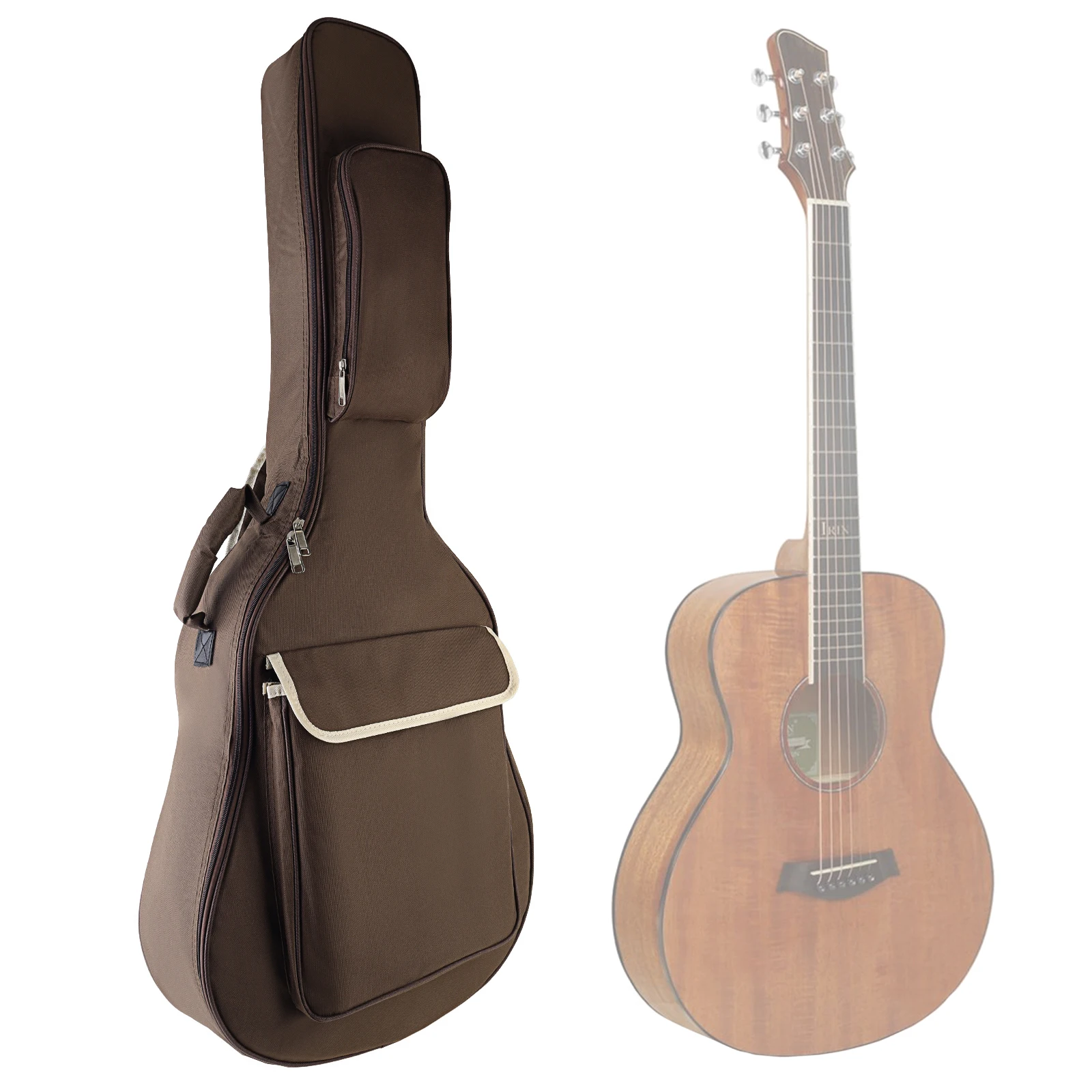 10mm/0.39inch Thick Padding Waterproof Oxford Cloth Coffee Acoustic Guitar Gig Bag for 40/41Inch Acoustic Guitar with Neck Strap