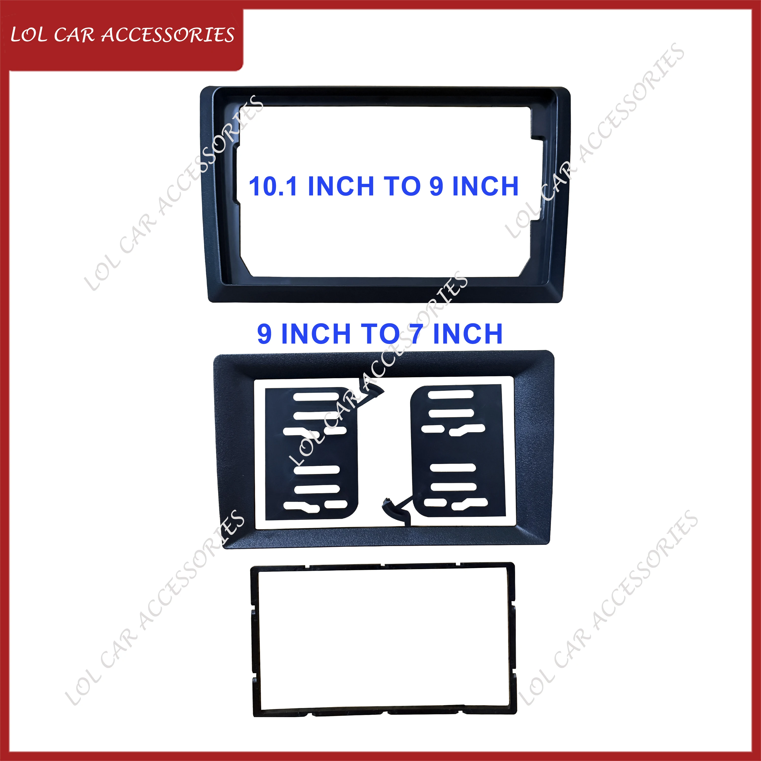 10,1 Zoll bis 9 Zoll / 9 Zoll bis 7 Zoll Universal-Adapterrahmen Autoradio Stereo Android GPS MP5-Player Transparente Folie – Detail 1