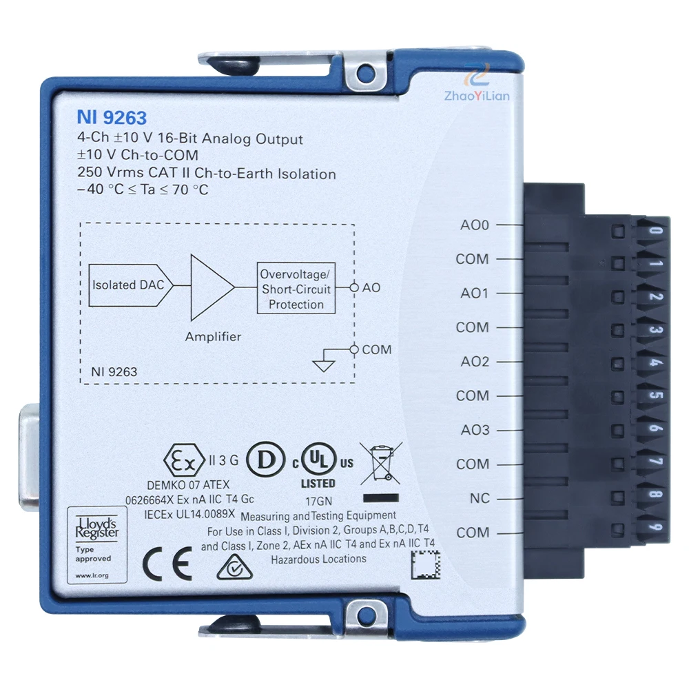 National Instruments NI-9263 C Series 4 Channel 16Bit 100kS/s ±10V Analog Voltage Output Module For cDAQ cRIO